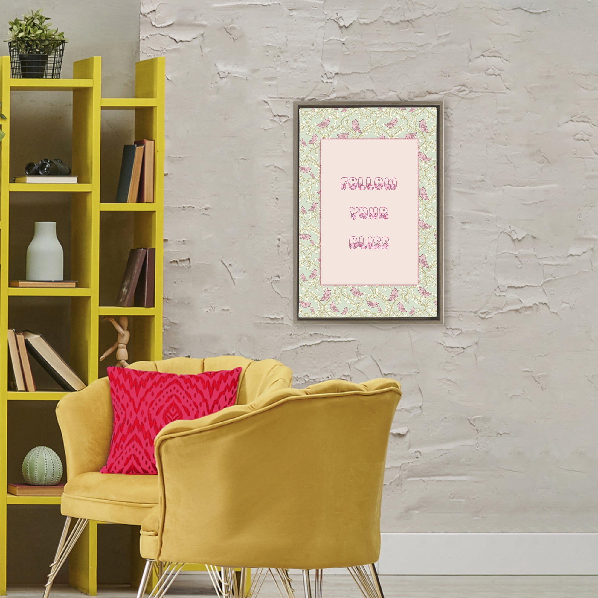 Stupell Industries Follow Your Bliss Brown Framed Floater Canvas Wall Art, design by Pooja Dave