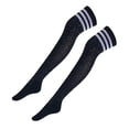 thumbnail image 4 of Rayas sobre Calcetines altos Medias Calcetines casuales Calentador de piernas Negro con rayas bncas Sunnimix Calcetines por encima de la rodilla, 4 of 8