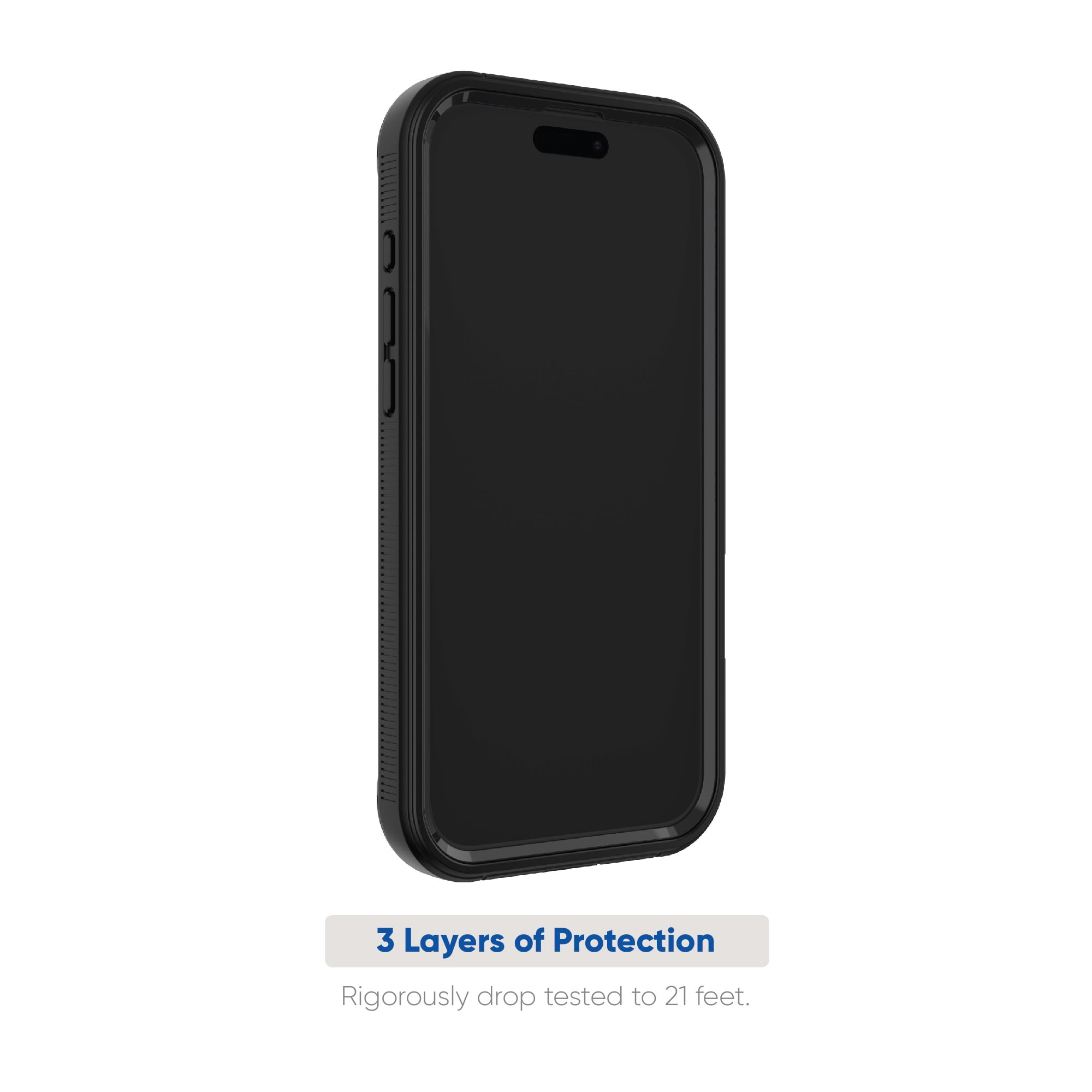 onn. Rugged Phone Case with Holster for iPhone 16 Pro Max - Black