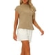 thumbnail image 4 of INSPIRAR CHIC Conjuntos de 2 Piezas Casual para Mujeres, Top Suelto de Manga Corta y Shorts de Cintura Alta, XL Caqui Blanco, 4 of 5