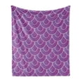 thumbnail image 1 of Abstract Soft Flannel Fleece Blanket, Vibrant Tone Geometric Pattern with Traditional Japanese Style Half Circles, Cozy Plush for Indoor and Outdoor Use, 50" x 60", Fuchsia and White, by Ambesonne, 1 of 6