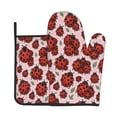 thumbnail image 2 of Kitchen Oven Mitts And Pot Holders Set 2pcs Waterproof Heat Resistant Glove Pot Holder Baking Grilling Microwave Ladybug Leaves, 2 of 9