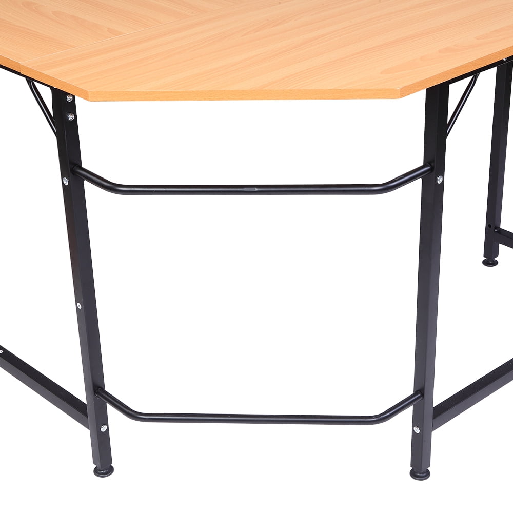 Ktaxon 66" Wood L-Shaped Computer Desk Corner Gaming Latop PC Table Study Office Workstation Wood Color