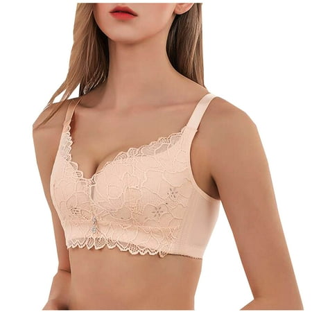 

Ruhiku GW Women s Plus Size Floral Lace Bra No Steel Ring Push Up Underwear Vest-Style Sleep Bra
