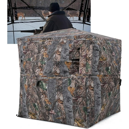 Hunting Blind Ground Blind for Deer Hunting Pop Up See Through Hunting Blind with Carrying Bag Portable 2-3 Person Hunting Tent for Turkey and Bow Hunting