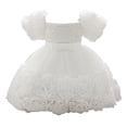 thumbnail image 3 of SonxaHe Dress for Infant Girl Ruffle Sleeves 3D Flower Evening Gown Baby Formal Wedding Birthday Party Princess Dress White,Szie 18-24 M, 3 of 3