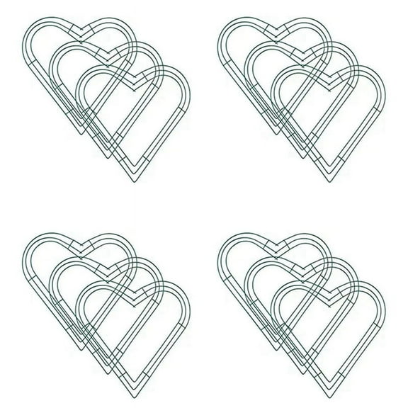 12 Pack Heart Metal Wreath 12 Inch Heart-Shaped Wire Wreath Frame for Home Wedding Valentine's Day DIY Crafts