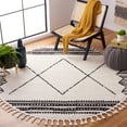 thumbnail image 2 of SAFAVIEH Moroccan Tassel Timothy Diamond Area Rug, Ivory/Black, 6'7" x 6'7" Round, 2 of 8