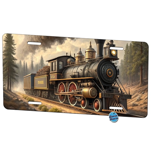 Old West Steam Locomotive Western Metal Novelty License Plate