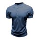 thumbnail image 5 of Tops para hombre, blusas y camisas de manga corta con cuello redondo para hombre, jersey informal de medio botón con cuello redondo y manga corta de color liso a la moda para hombre, top de poliéster, 5 of 8