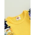 thumbnail image 5 of Wassery Toddler Girls Summer Outfit 1T 2T 4T 5T 6T Kids Clothes Casual Ribbed T-shirts Tops Elastic Ruffle Floral Shorts 2PCS Clothing Set, 5 of 8
