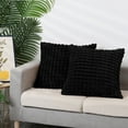 thumbnail image 6 of REGALWOVEN 2pcs Checked Faux Fur Plush Throw Pillow Covers Solid Soft Fuzzy Cozy Pillowcases Black 16" x 16", 6 of 6