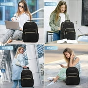 LOVEVOOK Laptop Bag for Women,Quilted Travel Backpack Work Bag Fit 17 Laptop,Teacher Nurse College Book Bag Backpack Purse -Black
