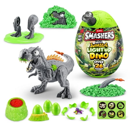 Smashers Mega Jurassic Light up Dino Egg by ZURU T-Rex or Spino Dinosaur Toy for Child 3 Years and up