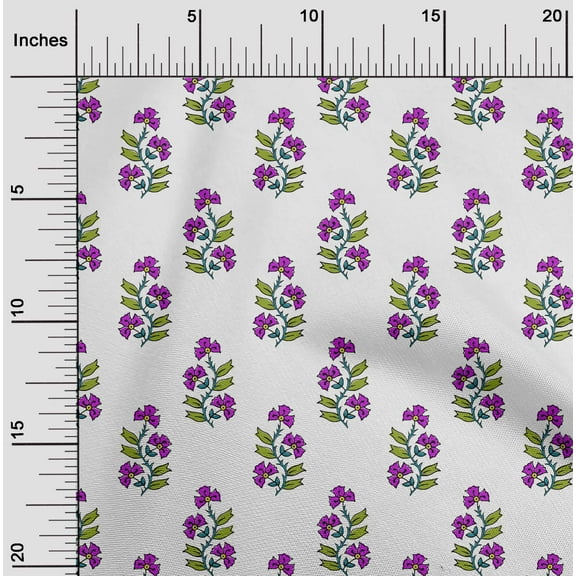 oneOone Organic Cotton Poplin Twill Fabric Leaves & Floral Block Print Fabric By Yard 42 Inch Wide