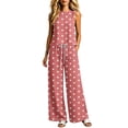 thumbnail image 5 of Two Piece Sets for Women Summer Outfits Fashion Polka Dots Printed Sleeveless Casual Crew Neck Tops Wide Leg Pants with Pockets Vacation Travel Outfits, 5 of 6