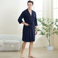thumbnail image 7 of Robes for Men, PUTUO Mens Robe, Lightweight Soft Spa Nightgowns Pajamas for Men with Pockets, Blue, 7 of 7