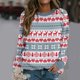 thumbnail image 2 of Moda Navidad mujer estampado manga larga cómodo transpirable cuello redondo camisa Tops Pompotops  gfhjh8866, 2 of 6