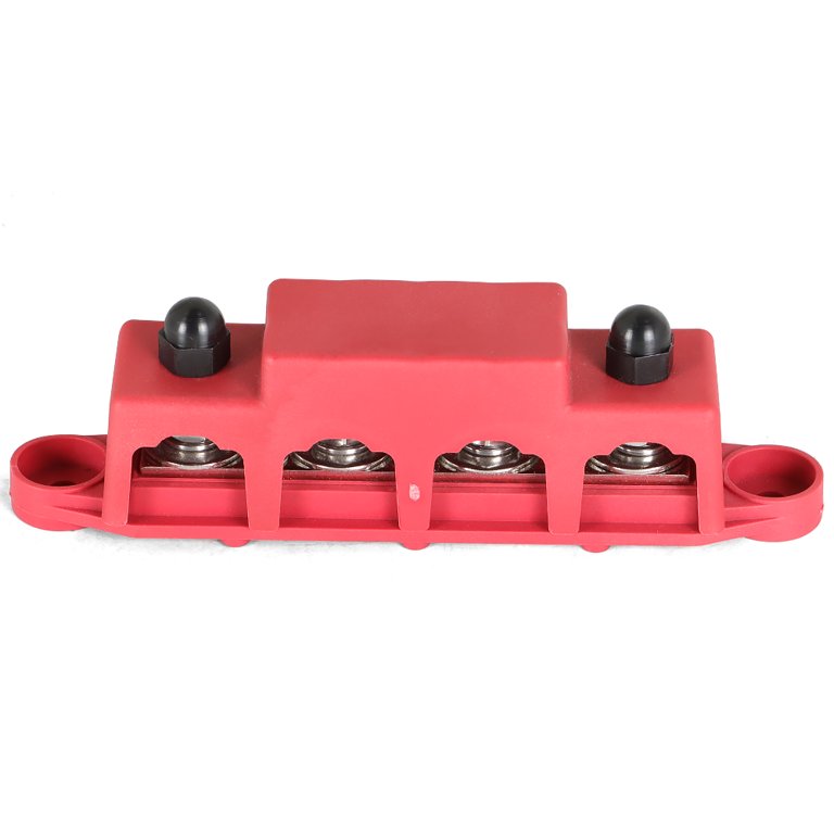 Battery 250A Bus Bar Power Distribution Block Set - 4 Post Red Black Pair C 441875 - Foto 6