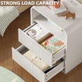 thumbnail image 3 of FANRAL Set of 2 Modern 2 Drawer Nightstands with Charging Station,Wooden Bedside Table End Table with Curved Silhouette & Metal Handles,White Night Stand, 3 of 7