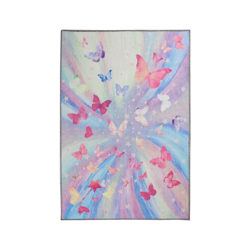 Superior Butterfly Non-Slip Washable Indoor Play Rug, 3' x 5', Magenta