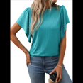 thumbnail image 3 of Camisas Formales Informales de Negocios para Mujer, Camisas de Verano, Mangas , Cuello Redondo, Mangas de Hoja de , Trajes 2025 Verde L, 3 of 10