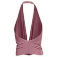 thumbnail image 3 of J. METHOD Women's Sleeveless Halter Neck Lightweight Low Cut Deep V Neck Sexy Draped Backless Top Blouse NEWT07 Dusty Pink L, 3 of 6