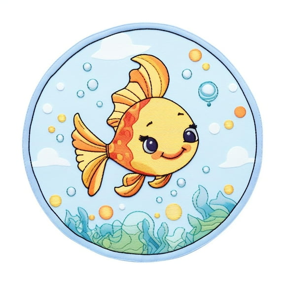 Cartoon Simple Fish DIY 11CT Stamped Cross Stitch Kits Easy for Beginners Children with Hoop Needlepoint Counted Embroidery Kits Art Craft Wall Decoration 12x12inch(6)