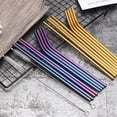 thumbnail image 2 of 10 colores reutilizables pajitas de acero inoxidable ecológico juego de pajitas de Metal coloridas Bar accesorios de fiesta, 2 of 4