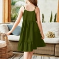 thumbnail image 4 of IYYVV Girl's Summer Sundress Spaghetti Strap Solid Cotton Line Midi Dress Casual Cami Dresses for 12-13 Years Dark Green, 4 of 5