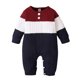 thumbnail image 1 of Gibobby pantalones deportivos de manga infantil de retazos, ropa para bebés, mono de Color para niñas, largo y mono para niñas(Azul marino， 6-9 Meses), 1 of 5