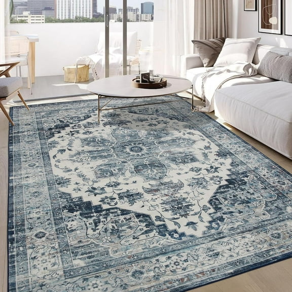 Portia-style 8x10 Indoor Outdoor Area Rug - Easy Cleaning, Non-Shedding for Living Room, Bedroom, Deck, Patio