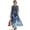 Blue Dragonfly Tie Dye, variant on Aztec Crane Cherry Blossom Print Women's Summer Maxi Dress Cotton Linen Casual Sleeveless Crewneck Loose T-Shirt Dress with Pockets, Long Beach Sundress Travel Vacation Outfits, 4XL