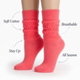 thumbnail image 5 of Women’s Cotton Slouch Socks 3 Pairs, Knee High Scrunch Boot Socks, Extra Long All Season Comfort, Made in USA (3 Pairs Neon Pink), 5 of 16