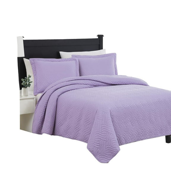 RT Designers Collection Ruby 3 Pieces Pinsonic Lightweight Quilts Set King Size For Bedding Lavender
