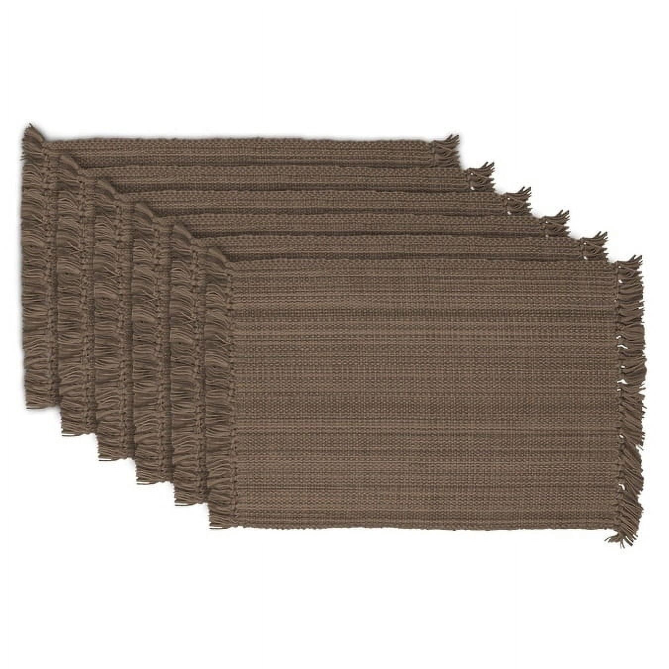 Design Imports Fringe Brown Variegated Kitchen Placemat Set (Set of 6) Natural