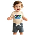 thumbnail image 3 of Nwiuh Baby Boy First Birthday Outfit Funny Embroidery Short Sleeve Shirt and Waffle Shorts One Year Old Birthday Clothes (Blue, 12-18 Months), 3 of 8