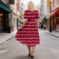 thumbnail image 5 of Enjoytime Womens Summer Dresses Striped Wrap V Neck Puff Short Sleeve Belted Midi Dresses Beach Casual Wedding Guest Dress, 5 of 7