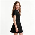 thumbnail image 4 of hlysgo Girls 2 Piece Skirt Sets Short Sleeve Y2K Tops and Skort with Built in Shorts Clothing Sets Summer Outfits Black,170, 4 of 4