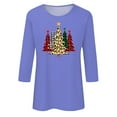 thumbnail image 4 of Lolmot Plus Size Merry Christmas T-Shirt for Women Leopard Plaid Xmas Tree Shirts 3/4 Sleeve Crew Neck Baseball Tees Tops, 4 of 4