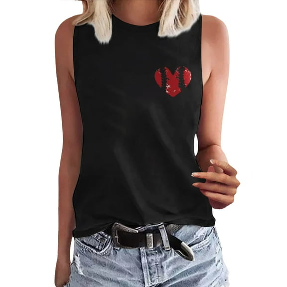 Seductiva Camisole Tank Tops for Women Ladies Spring/Summer Round Neck Baseball Letter Print Be Your Owomenn Sunshine Sleeveless Tank Top Sleeveless Basic Cami Top Shirt Loose Tees