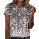 thumbnail image 1 of Camisetas De Manga Corta Camiseta informal para mujer, cuello redondo, retro, floral, elegante, de moda, uso diario (negro L) Ygjytge para Mujer Negro T M, 1 of 9