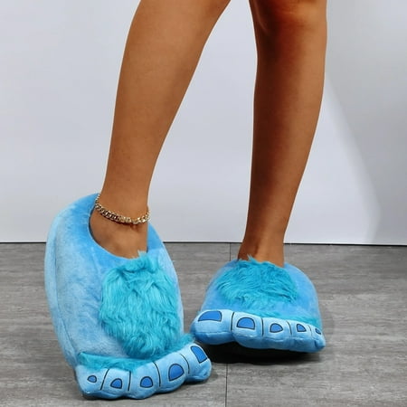 

ZXHACSJ Cotton Slippers Lovers Warm Shoes Men And Women Home Plush Slippers Blue