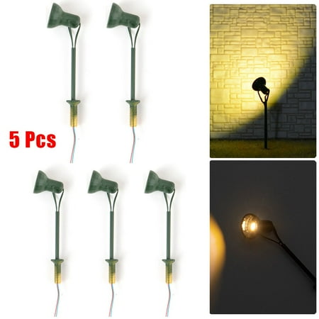 

Leke 5pcs Model Railway Warm White Potlight Model LED Street Light HO Scale Projector