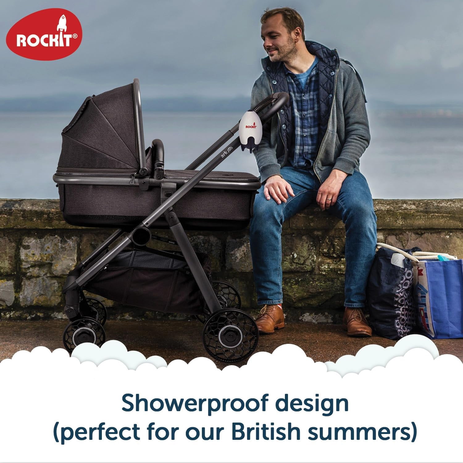 Rockit Rocker USB Rechargeable 2.0. Rock-it Baby Rocker Rocks Any Stroller, Carriage, Pushchair or Buggy. Comes with a Rotating Stroller Bracket.