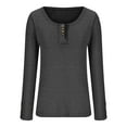 thumbnail image 4 of Miluxas Women's Long Sleeve Shirts Casual Fall Henley Top Button Down Blouses Basic Ribbed Knit T Shirts Dark Gray 12(XXL), 4 of 5