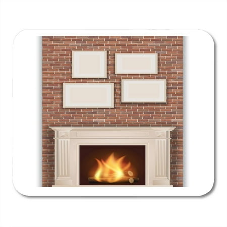 Fire Resistant Hearth Pad LADDKE Comfort Christmas Classic Fireplace on Brick Wall Hearth Fire Mousepad Mouse Pad Mouse Mat 9x10 inch ()