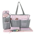 thumbnail image 2 of Baby Essentials Stars 5-Piece Diaper Bag Set - pink/gray, one size, 2 of 5