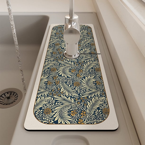 Almohadilla De Drenaje Del Grifo Del Fregadero Alfombrilla de mesa Almohadilla absorbente de goma de poliéster Utensilios de cocina para baño (Estilo E)