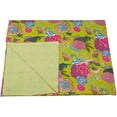 thumbnail image 3 of Indian Reversible Kantha Quilt for Living Dorm Room Bed Cover Handmade Stitched Pure Cotton C-Green Fruit Print Bedspread Kantha Quilt 90X108 inch., 3 of 3